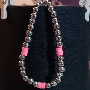 2 for $9 -Cute handmade silver/pink beaded bracelet!!